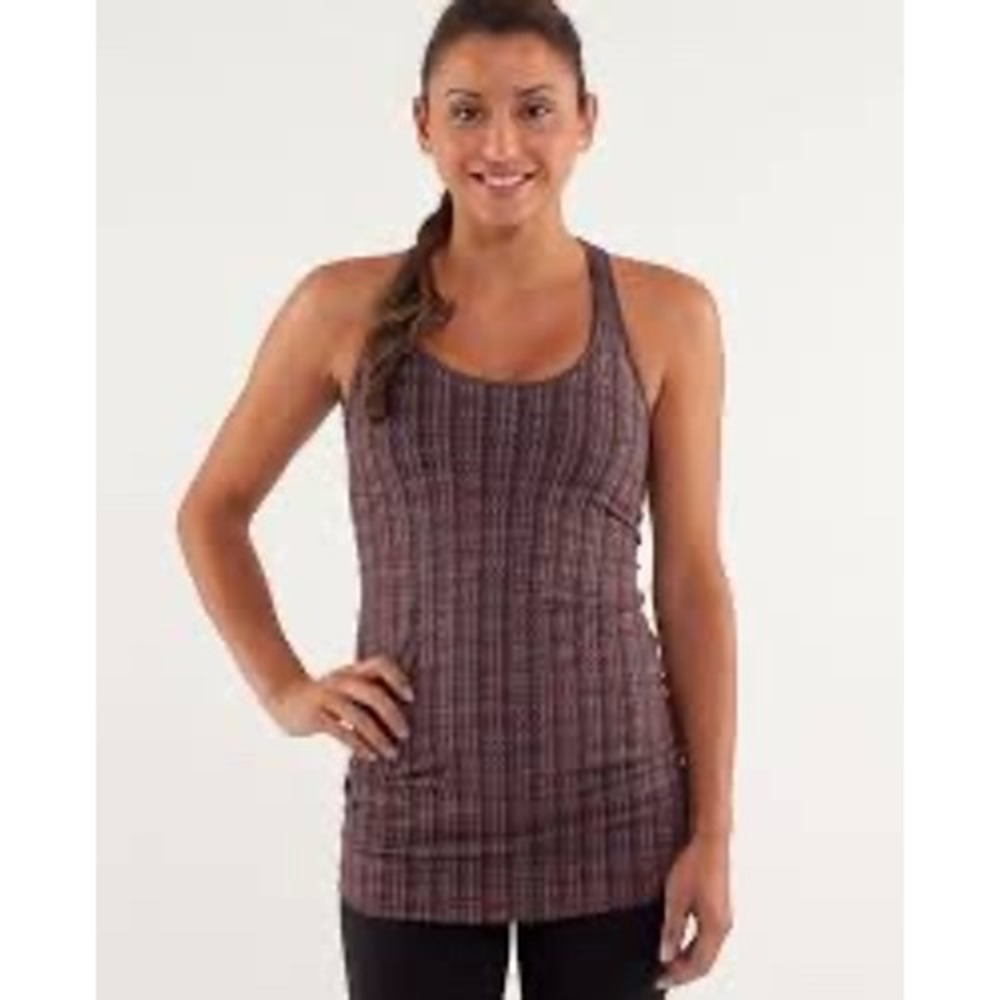 Lululemon Cool Racerback Tank Top Women Size 4 Red Black Space Dye Sporty EUC